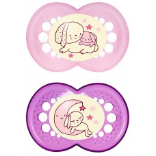 MAM Night Siliconen 6 – 16 dubbel pak roze MAM夜用安抚奶嘴粉色套 6月+