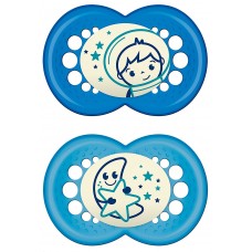 MAM Night Latex 6 – 16 dubbel pak blauw MAM 夜用安抚奶嘴蓝色套 6月+