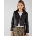  Bershka  Cropped biker jack 女士黑色皮外套 